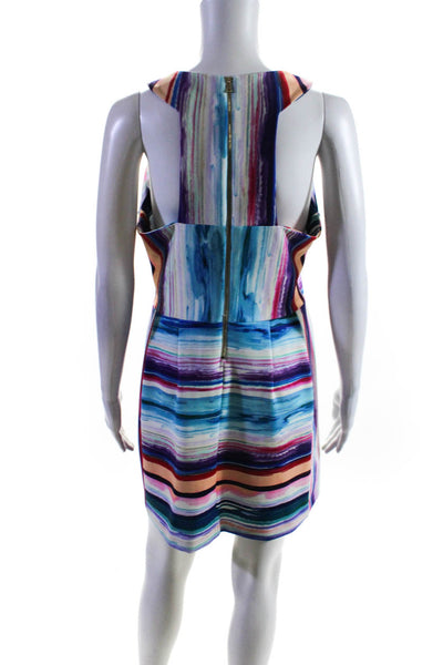 Amanda Uprichard Women's Round Neck Sleeveless A-Line Multicolor Mini Dress L