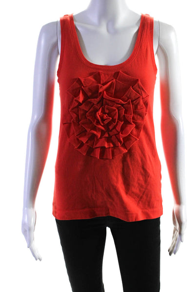 Kate Spade Womens Cotton Pleated Knotted Floral Accent Tank Top Red Size M