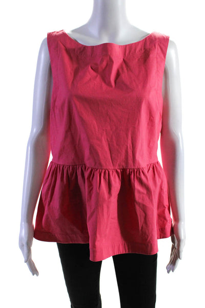 Kate Spade Womens Cotton Back Buttoned Sleeveless Peplum Blouse Pink Size 14