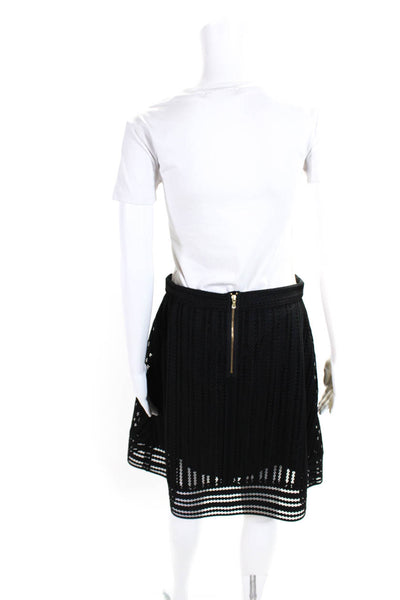 J Crew Womens Striped Mesh Zippered  A Line Knee Length Skirt Black Size 6