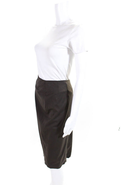 Lafayette 148 New York Womens Back Split Knee Length Pencil Skirt Brown Size 12