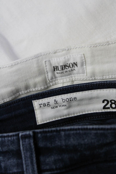 Hudson Rag & Bone Womens Distressed Skinny Jeans White Size 29 28 Lot 2