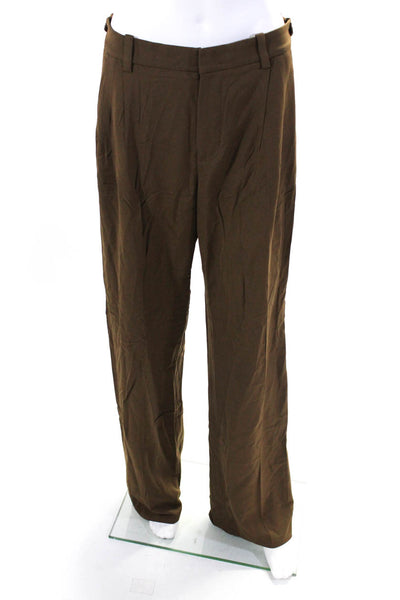 Vince Women's Pleated Front Wide Leg Pockets Trouser Pant Brown Size 6