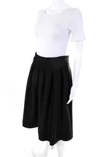 Karl Lagerfeld Women's Expose Zip Closure Pleated Flare Midi Skirt Black Size 4