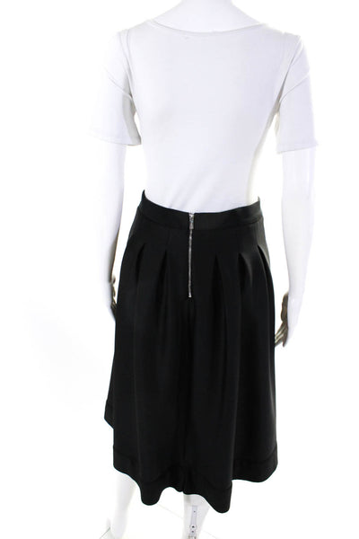 Karl Lagerfeld Women's Expose Zip Closure Pleated Flare Midi Skirt Black Size 4