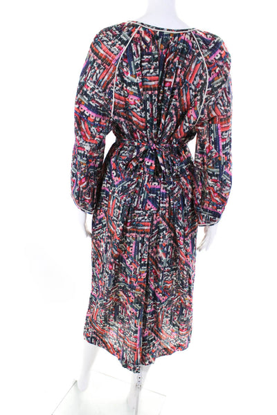 Megan Park Womens Abstract Print Belted A Line Dress Multi Colored Size 2