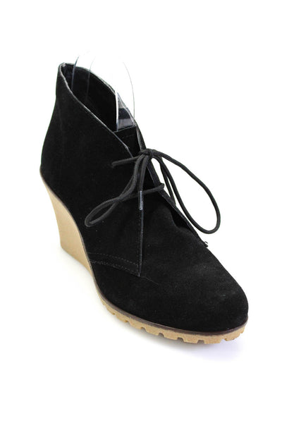 Kelsi Dagger Brooklyn Womens Suede Lace Up Wedge Ankle Boots Black Size 8.5