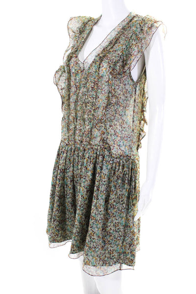 Zadig & Voltaire Deluxe Women Silk Rimana Print Blouson Dress Multicolor Size XS