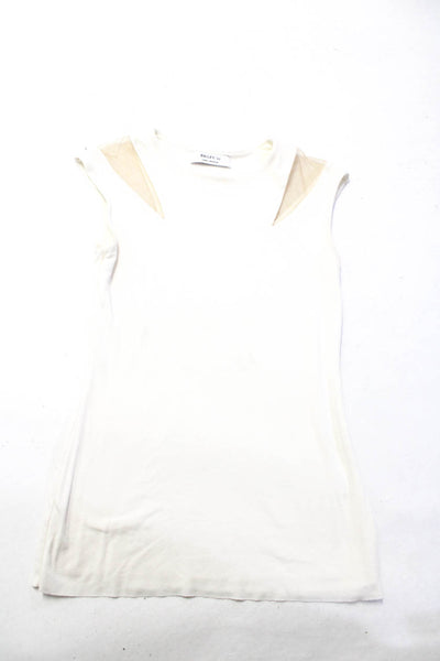 Bailey 44 Women's Round Neck Sleeveless Sheer Trim Blouse Ivory Size XS Lot 2