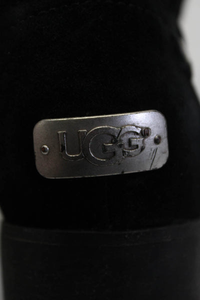 Ugg Women's Round Toe Suede Zip Closure Knee High Boot Black Size 8.5