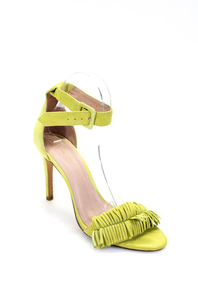Joie Womens Green Suede Fringe Detail Ankle Strap High Heels Sandals Shoes Size9