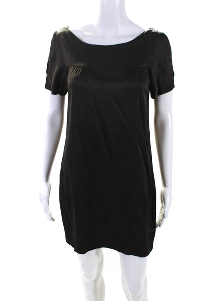 Twelfth Street by Cynthia Vincent Womens Stretch Satin Shift Dress Brown Medium