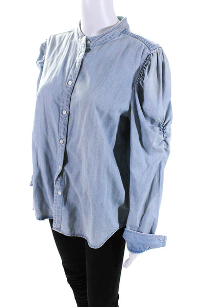 Frame Womens Chambray Long Sleeves Button Down Edie Shirt Blue Cotton Size Large
