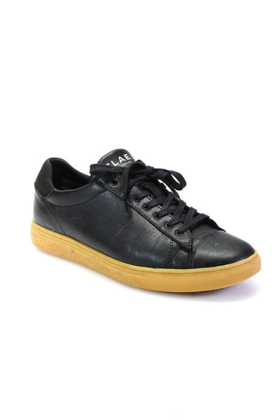 Clae Mens Leather Low Top Lace Up Walking Sneakers Black Size 9