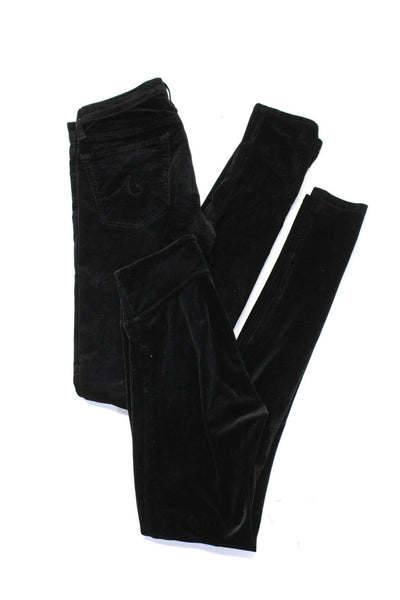 AG Adriano Goldschmied Spanx Womens Black Velour Skinny Jeans Size 26 XS Lot 2