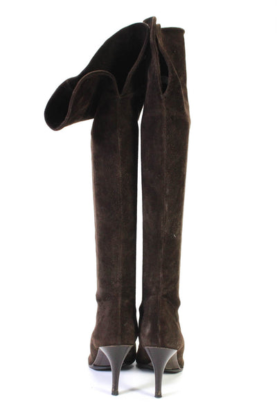 Lorenzo Masiero Womens Brown Suede Pointed Knee High Boots Shoes Size 7