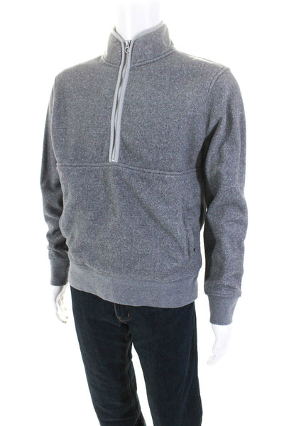 J Crew Mens Half Zipped Mock Neck Long Sleeve Pullover Hoodie Gray Size M