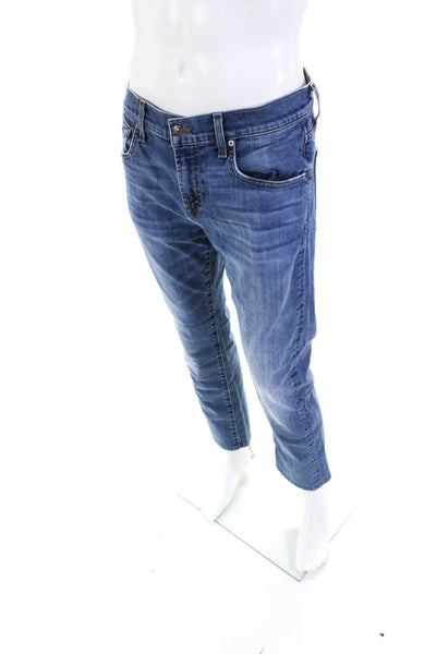 7 For All Mankind Mens Buttoned Straight Leg Medium Washed Jeans Blue Size EUR32