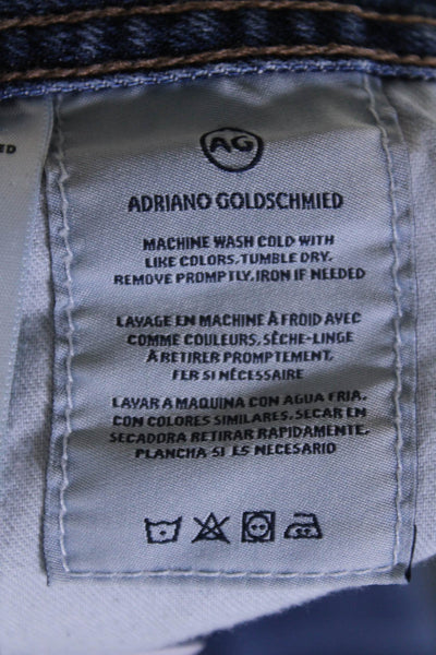 AG Adriano Goldschmied Mens Medium Washed Straight Button Jeans Blue Size EUR32