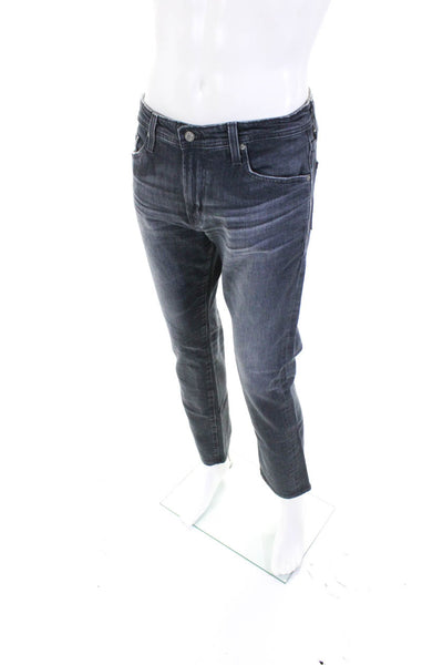 AG Adriano Goldschmied Mens Cotton Buttoned Straight Leg Jeans Gray Size EUR32