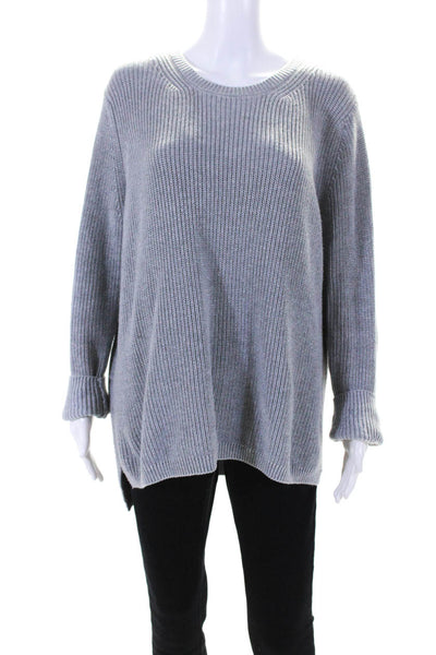 525 America Womens Scoop Neck Oversized High Low Sweater Gray Cotton Size Large