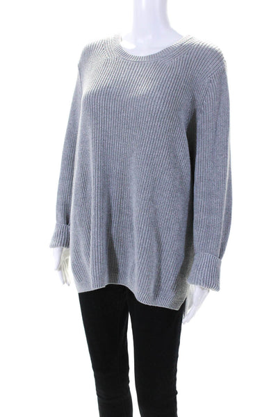 525 America Womens Scoop Neck Oversized High Low Sweater Gray Cotton Size Large