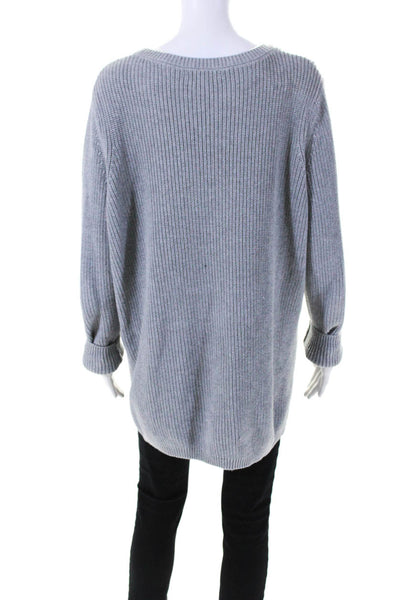 525 America Womens Scoop Neck Oversized High Low Sweater Gray Cotton Size Large