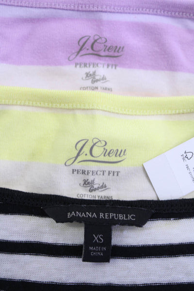 J Crew Banana Republic Womens Cotton Striped Print T-Shirts Pink Size XS S Lot 3