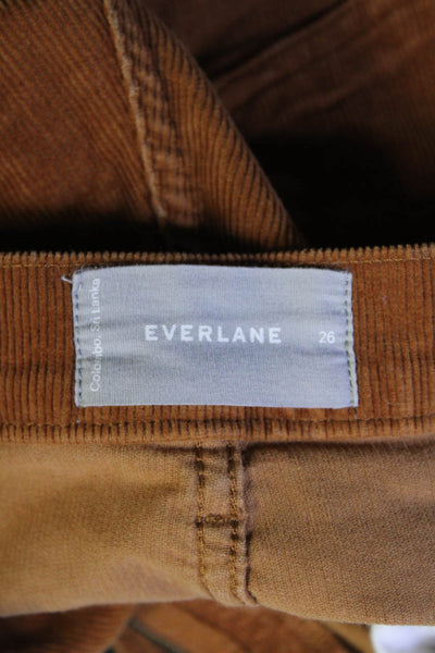Everlane Womens High Rise Slim Leg Corduroy Pants Brown Cotton Size 26