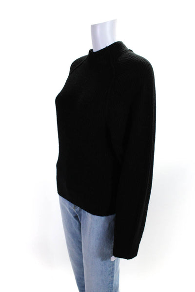 COS Womens Ribbed Long Sleeves Turtleneck Sweater Black Wool Size Extra Small