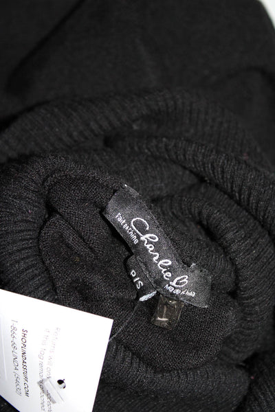 Charlie Womens Cashmere Knit Turtleneck Long Sleeve Sweater Black Size S