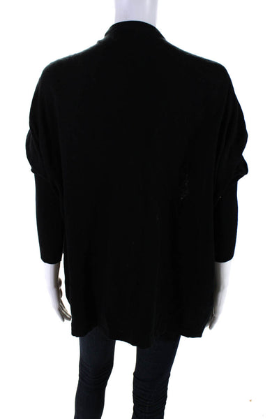 Sandro Womens Cotton Knit Fringe Open Front Long Sleeve Cardigan Black Size 1