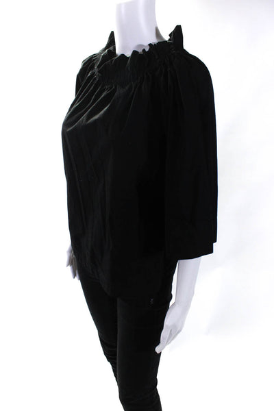 Marimekko Womens 3/4 Sleeve Elastic Off Shoulder Boxy Top Blouse Cotton Small