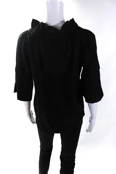 Marimekko Womens 3/4 Sleeve Elastic Off Shoulder Boxy Top Blouse Cotton Small