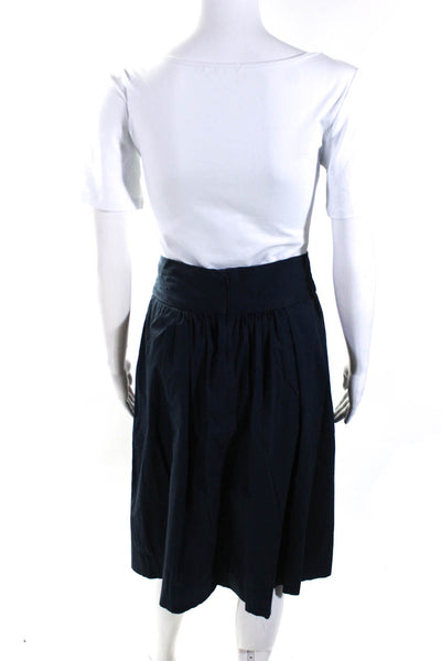 Whit Womens Back Zip Tie Front A Line Skirt Navy Blue Cotton Size 6