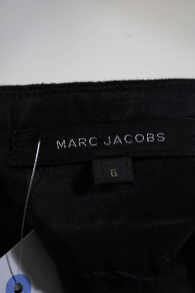 Marc Jacobs Womens Side Zip Pleated Trim A Line Skirt Black Wool Size 6