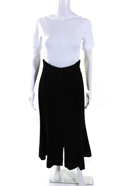 Patricia Jones Womens Button Front Crepe Long A Line Skirt Black Size 6