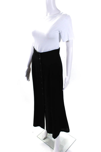 Patricia Jones Womens Button Front Crepe Long A Line Skirt Black Size 6