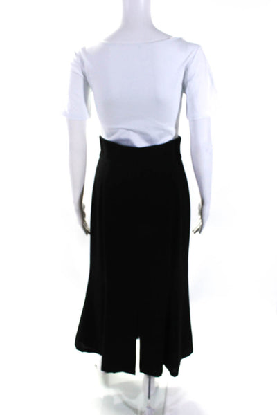 Patricia Jones Womens Button Front Crepe Long A Line Skirt Black Size 6