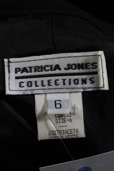 Patricia Jones Womens Button Front Crepe Long A Line Skirt Black Size 6