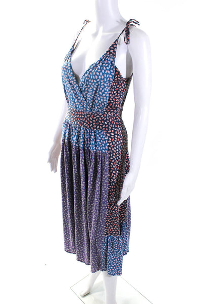 Marc By Marc Jacobs Womens Silk Knit Leaf Printed Dress Blue Purple Size Small