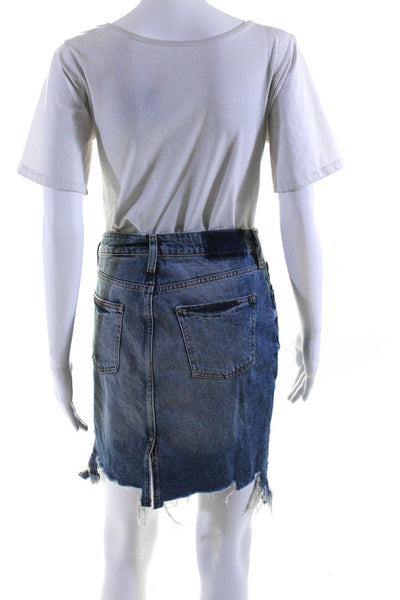 &Denim Womens Distressed Front Slit Denim Cutoff Mini Skirt Blue Size Small