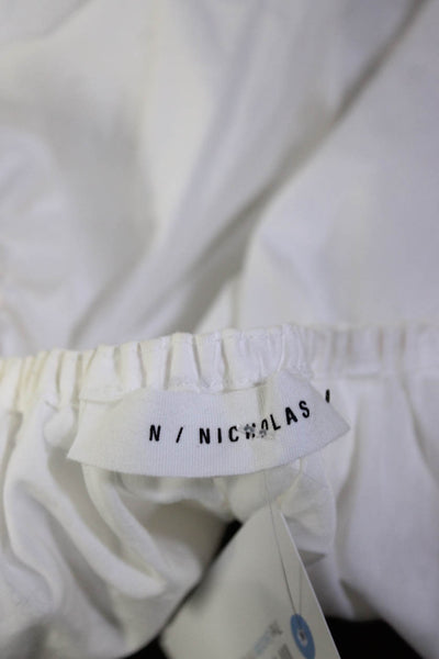 N/Nicholas Womens Elastic Off Shoulder Short Sleeve Crop Top Blouse White Size 4
