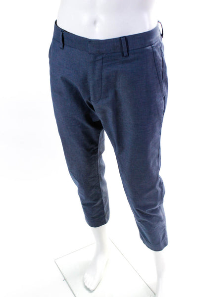 Bonobos Mens Zipper Fly Pleated Slim Cut Trouser Pants Blue Cotton Size 32x28