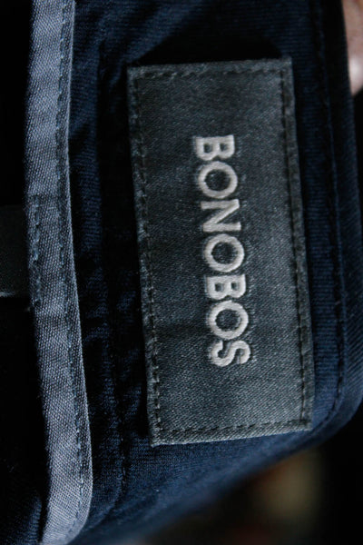 Bonobos Mens Zipper Fly Pleated Slim Cut Trouser Pants Navy Cotton Size 32x28