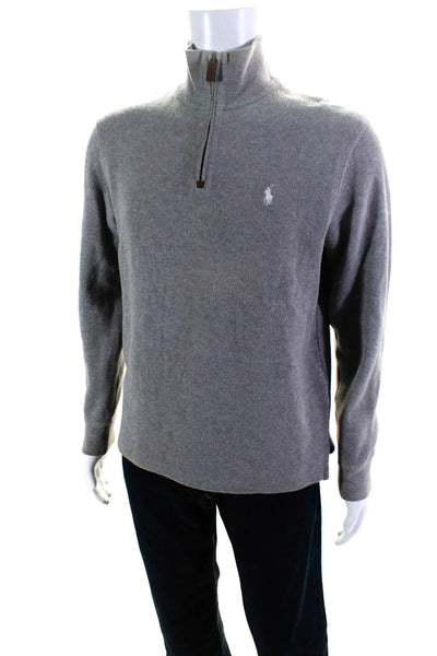 Polo Ralph Lauren Mens Pullover Quarter Zip Mock Neck Sweater Gray Size Small