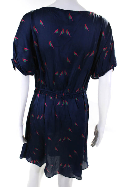 Marc By Marc Jacobs Womens Short Sleeve Bird Printed A Line Dress Navy Size XS