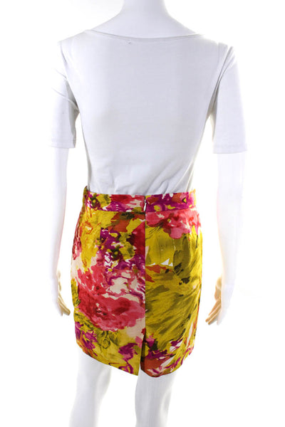 J Crew Womens Back Zip Abstract Floral Pencil Skirts Purple Brown 0P 00 Lot 2