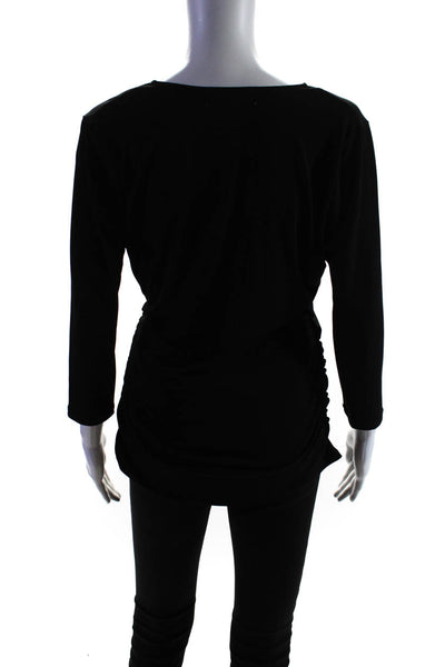 Michael Michael Kors Women's V-Neck 3/4 Sleeves Cinch Blouse Black Size M