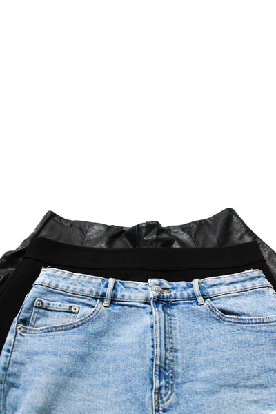 Zara Women's Zip Closure Pleated Faux Leather Mini Skirt Black Size XL Lot 3